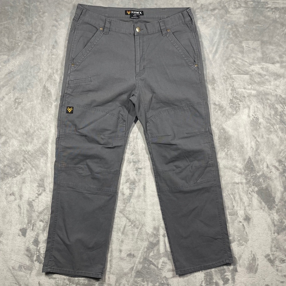 HAWX Work Gear Mens Gray‎ Carpenter Pants Size 36(37) x 32(31) Relaxed Fit